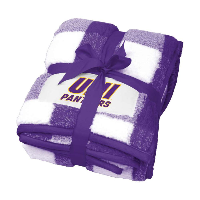 Northern Iowa Panthers Buffalo Check Frosty Fleece Blanket  50X60 inches 250-253