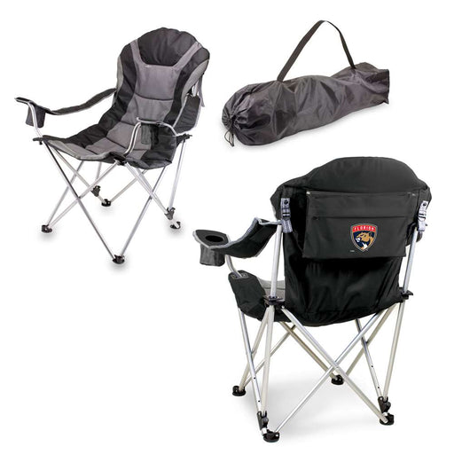 Florida Panthers - Reclining Camp Chair, (Black with Gray Accents)  