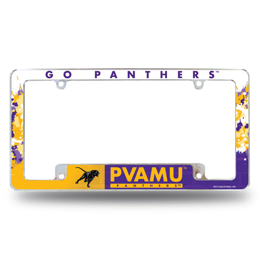 Prairie View A&M Panthers Primary 12" x 6" Chrome All Over Automotive License Plate Frame for Car/Truck/SUV    