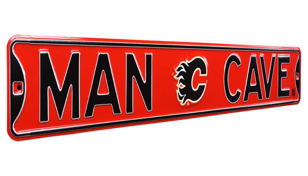 Calgary Flames Steel Street Sign with Logo-MAN CAVE  30