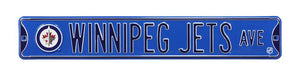 Winnipeg Jets Steel Street Sign with Logo-WINNIPEG JETS AVE blue logo  190