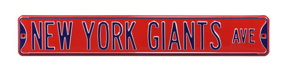 New York Giants Steel Street Sign-NEW YORK GIANTS AVE on Red  10