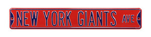 New York Giants Steel Street Sign-NEW YORK GIANTS AVE on Red  10