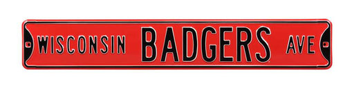 Wisconsin Badgers Steel Street Sign-WISCONSIN BADGERS AVE on Red  60