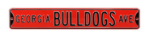 Georgia Bulldogs Steel Street Sign-GEORGIA BULLDOGS AVE on Red  161