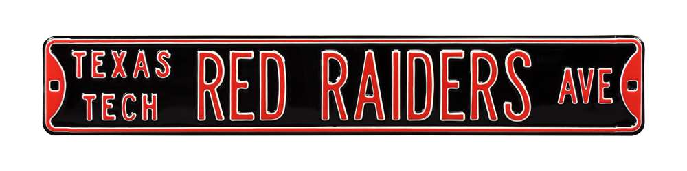 Texas Tech Red Raiders Steel Street Sign-TEXAS TECH RED RAIDERS AVE on Black  188