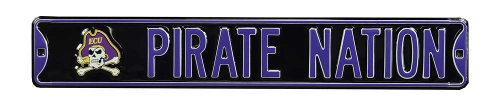 East Carolina Pirates Steel Street Sign with Logo-PIRATE NATION  37