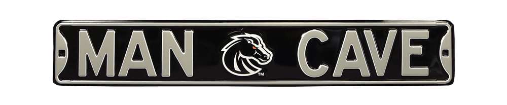 Boise State Broncos Steel Street Sign with Logo-MAN CAVE on Black  76