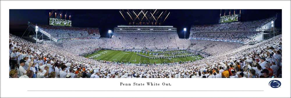 Penn State Nittany Lions Run Out Panoramic Picture - 2021 White Out at Beaver Stadium Unframed