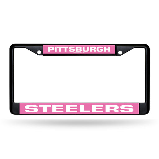 Pittsburgh Steelers  Black Chrome Frame with Decal Inserts 12" x 6" Car/Truck Auto Accessory    