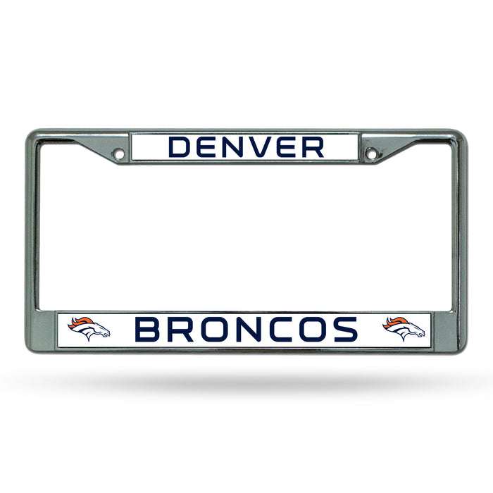 Denver Broncos Premium 12" x 6" Chrome Frame With Plastic Inserts - Car/Truck/SUV Automobile Accessory    