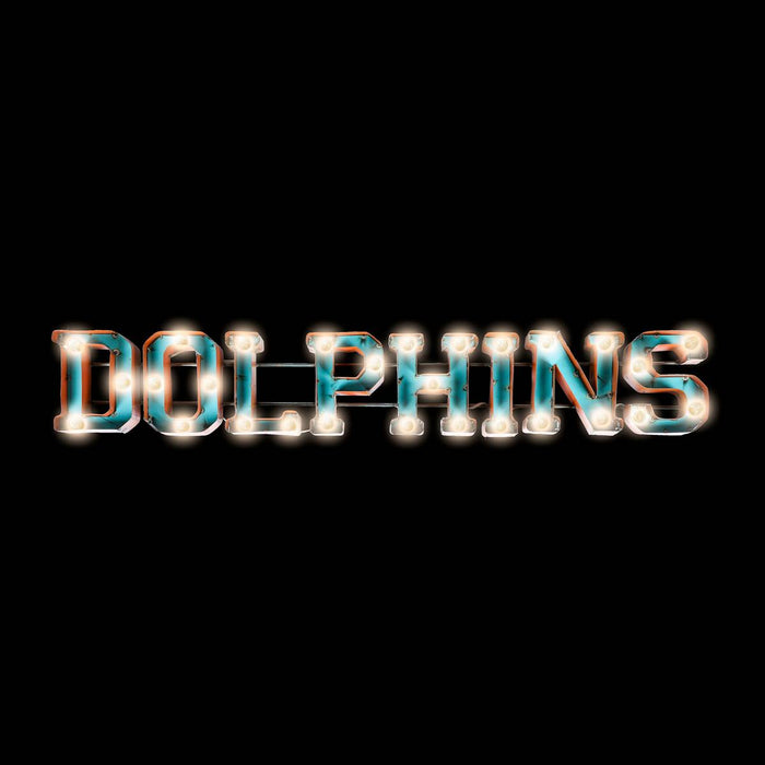 Miami Dolphins Lighted Recycled Metal Sign