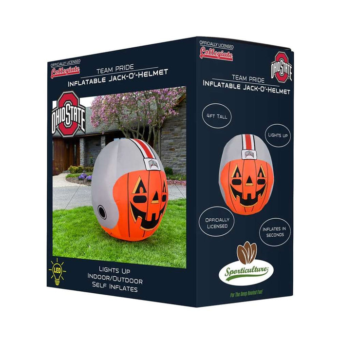 Ohio State Football Buckeyes Inflatable Jack-O'-Helmet Halloween Yard Decoration