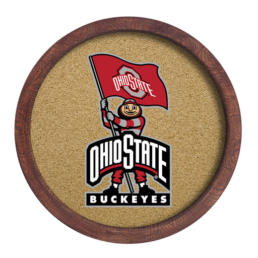 Ohio State Buckeyes Brutus - "Faux" Barrel Framed Cork Board  