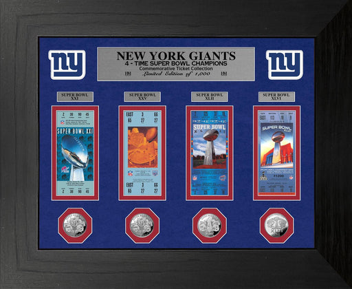 New York Giants Super Bowl Champions Deluxe Silver Coin & Ticket Collection