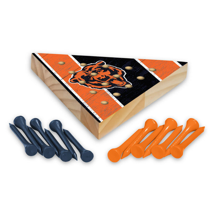 Chicago Bears  4.5" x 4" Wooden Travel Sized Pyramid Game - Toy Peg Games - Triangle - Family Fun    