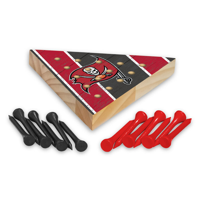 Tampa Bay Buccaneers  4.5" x 4" Wooden Travel Sized Pyramid Game - Toy Peg Games - Triangle - Family Fun    