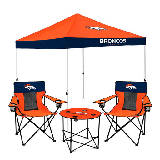 Denver Broncos Canopy Tailgate Bundle - Set Includes 9X9 Canopy, 2 Chairs and 1 Side Table