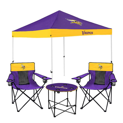 Minnesota Vikings Canopy Tailgate Bundle - Set Includes 9X9 Canopy, 2 Chairs and 1 Side Table