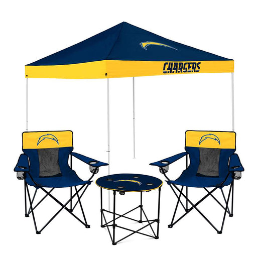 Los Angeles Chargers Canopy Tailgate Bundle - Set Includes 9X9 Canopy, 2 Chairs and 1 Side Table