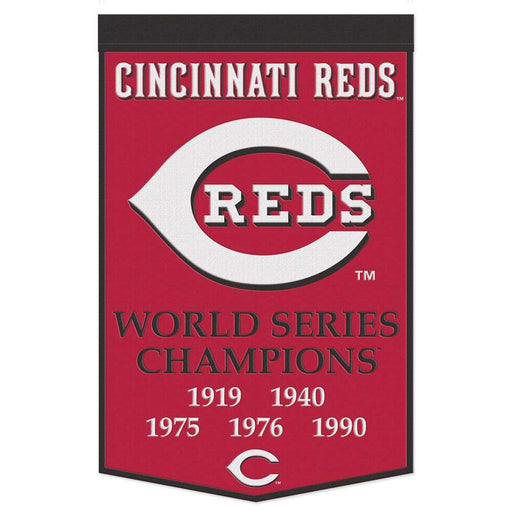 Cincinnati Reds 5X World Series Champions Wool Banner 18X36 in.