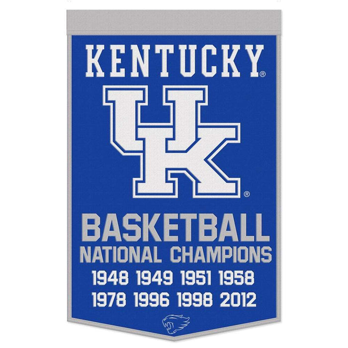 Kentucky Wildcats 8X Basketball National Champions Wool Banner 18X36 in.