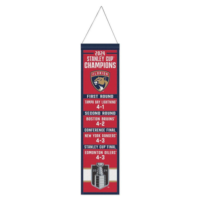 Florida Panthers 2024 Stanley Cup Champions Wool Banner 8X32 in.